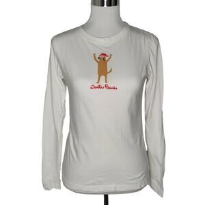 Hatley Santa Paws Long Sleeve Tee Shirt Christmas Embroidered Holiday T-Shirt XS